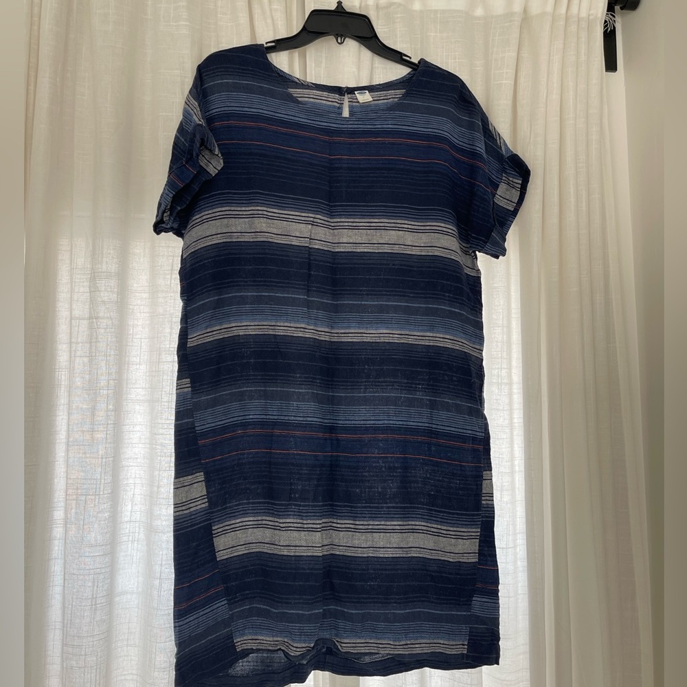 Blue and grey stripper flow dress
